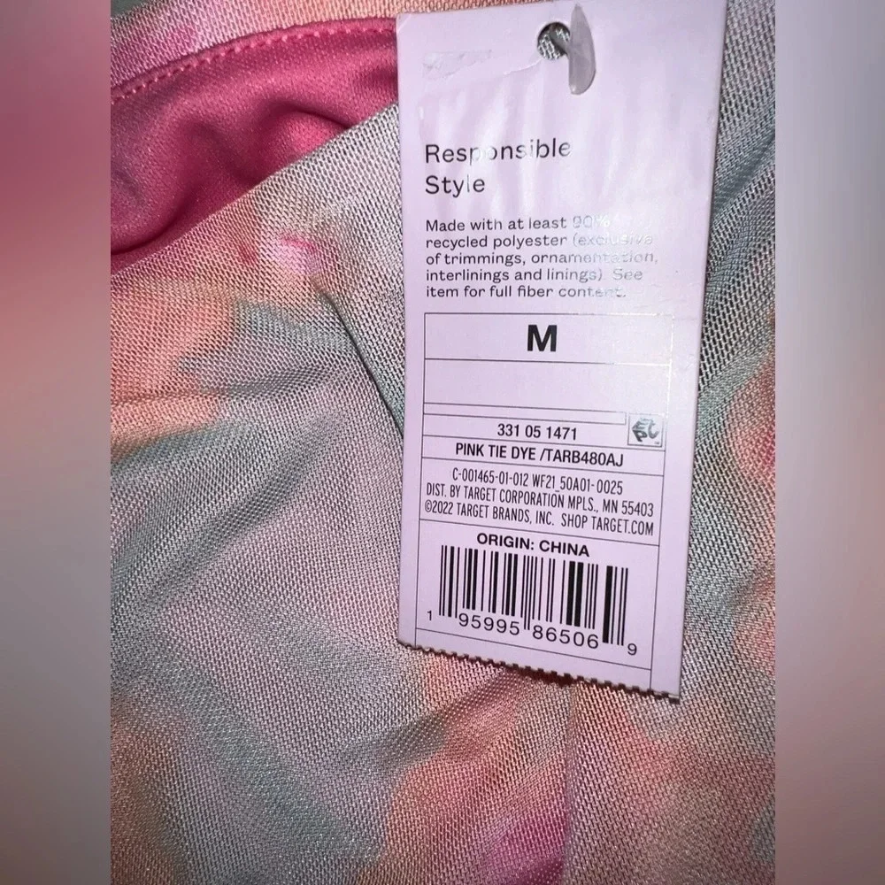 Wild Fable,M,pink /orange tie-dye,cinched side drawstring HiLo‎ scalloped hem